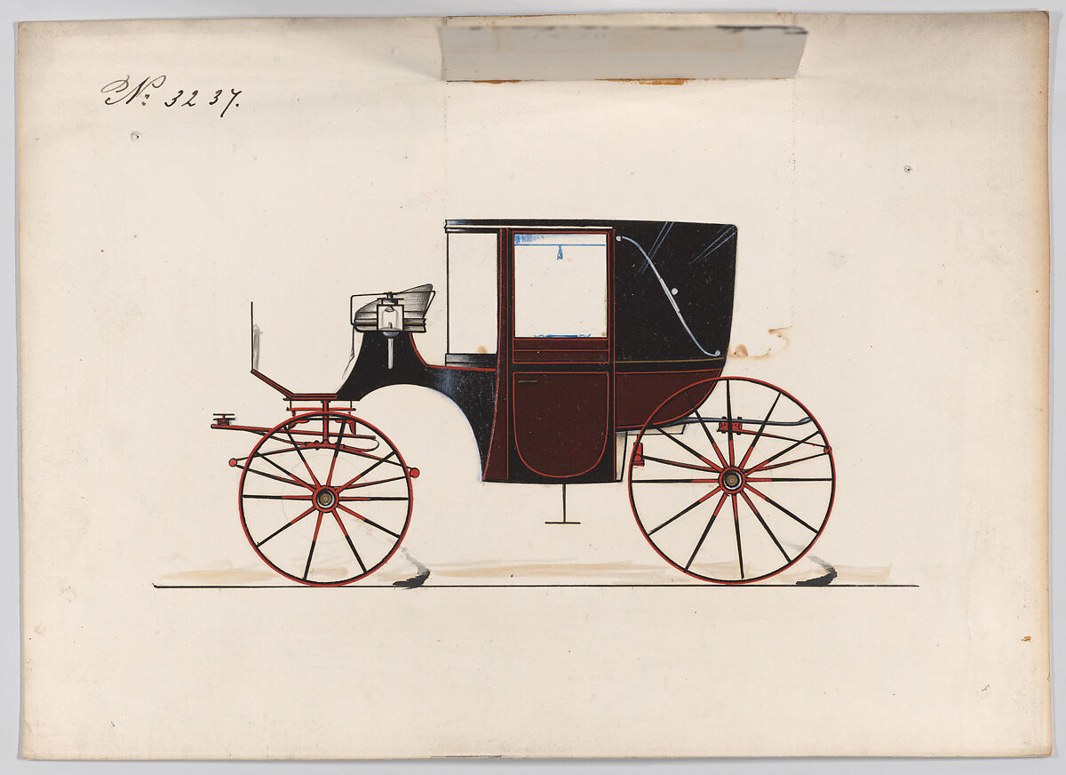 Landaulet #3237, Brewster &amp; Co. (American, New York), Pen and black ink, watercolor and gouache with gum arabic and metallic ink