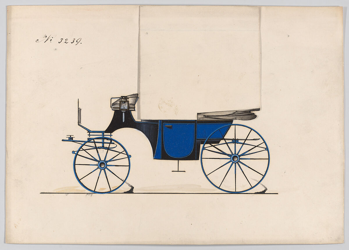 Design for Landaulet, no. 3239, Brewster &amp; Co. (American, New York), Pen and black ink, watercolor and gouache with gum arabic 