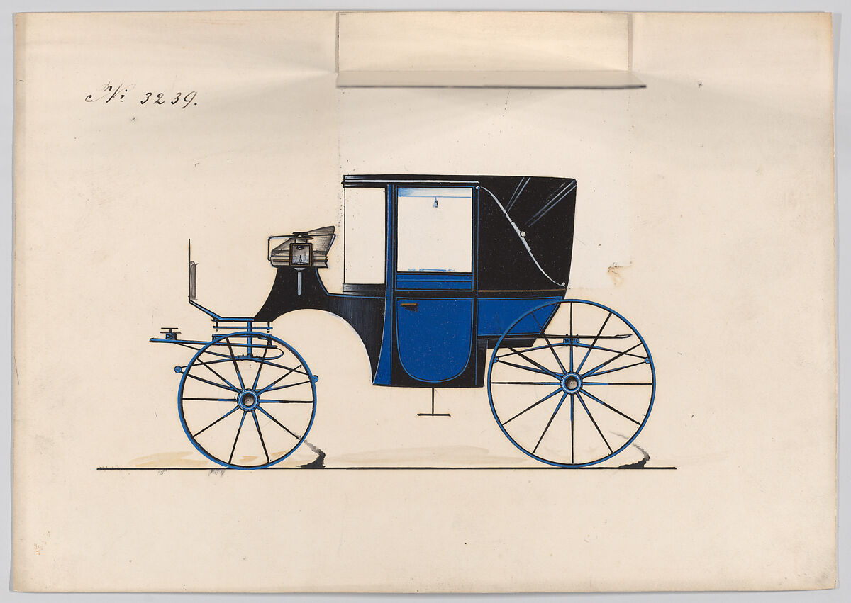 Landaulet #3239, Brewster &amp; Co. (American, New York), Pen and black ink, watercolor and gouache with gum arabic