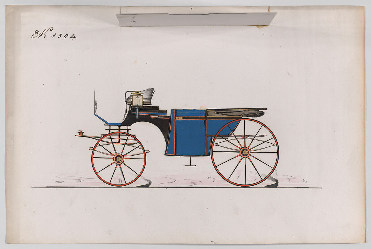 Landaulet #3304, Brewster &amp; Co. (American, New York), Pen and black ink,watercolor and gouache with gum arabic and metallic ink