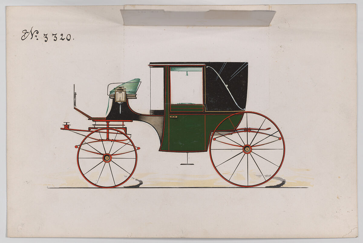 Landaulet #3320, Brewster &amp; Co. (American, New York), Pen and black ink, watercolor and agouache with gum arabic and metallic ink
