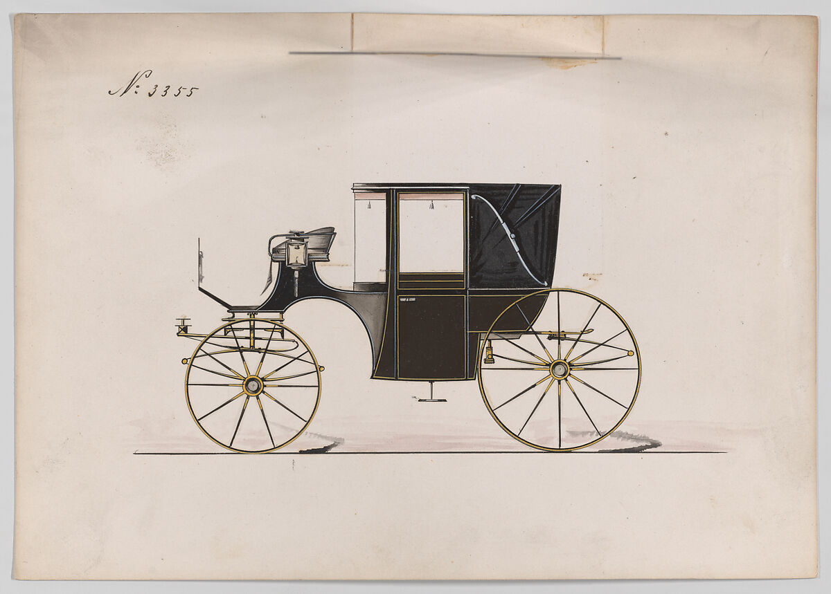 Landaulet #3355, Brewster &amp; Co. (American, New York), Pen and black ink, watercolor and gouache with gum arabic