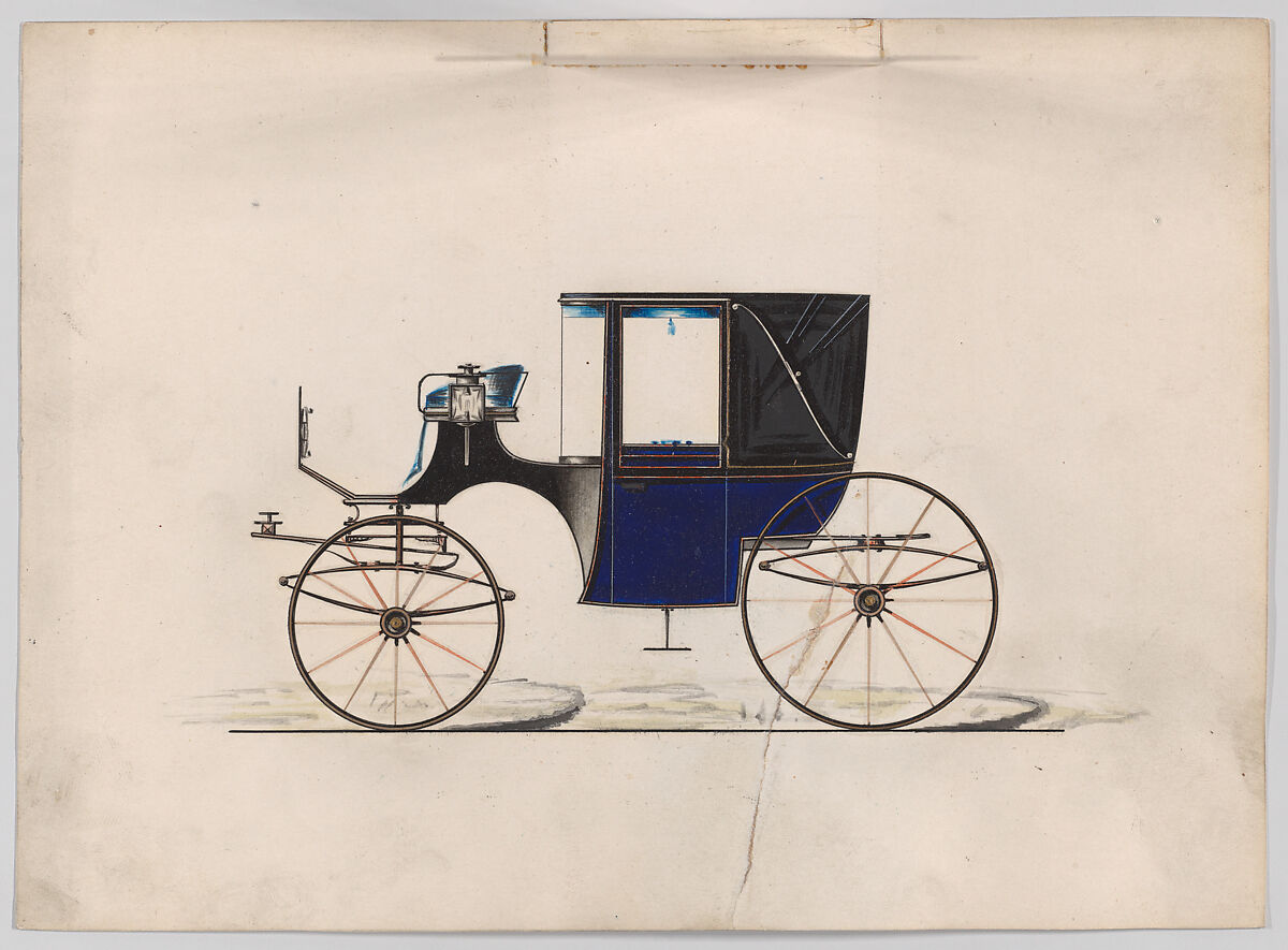 Landaulet #3468, Brewster &amp; Co. (American, New York), Pen and black ink, watercolor and gouache with gum arabic and metallic ink