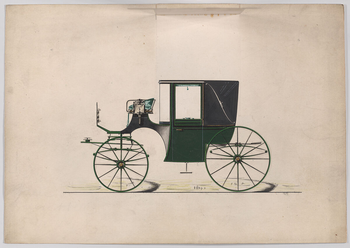 Landaulet #3516, Brewster &amp; Co. (American, New York), Pen and black ink, watercolor and gouache with gum arabic and metallic ink