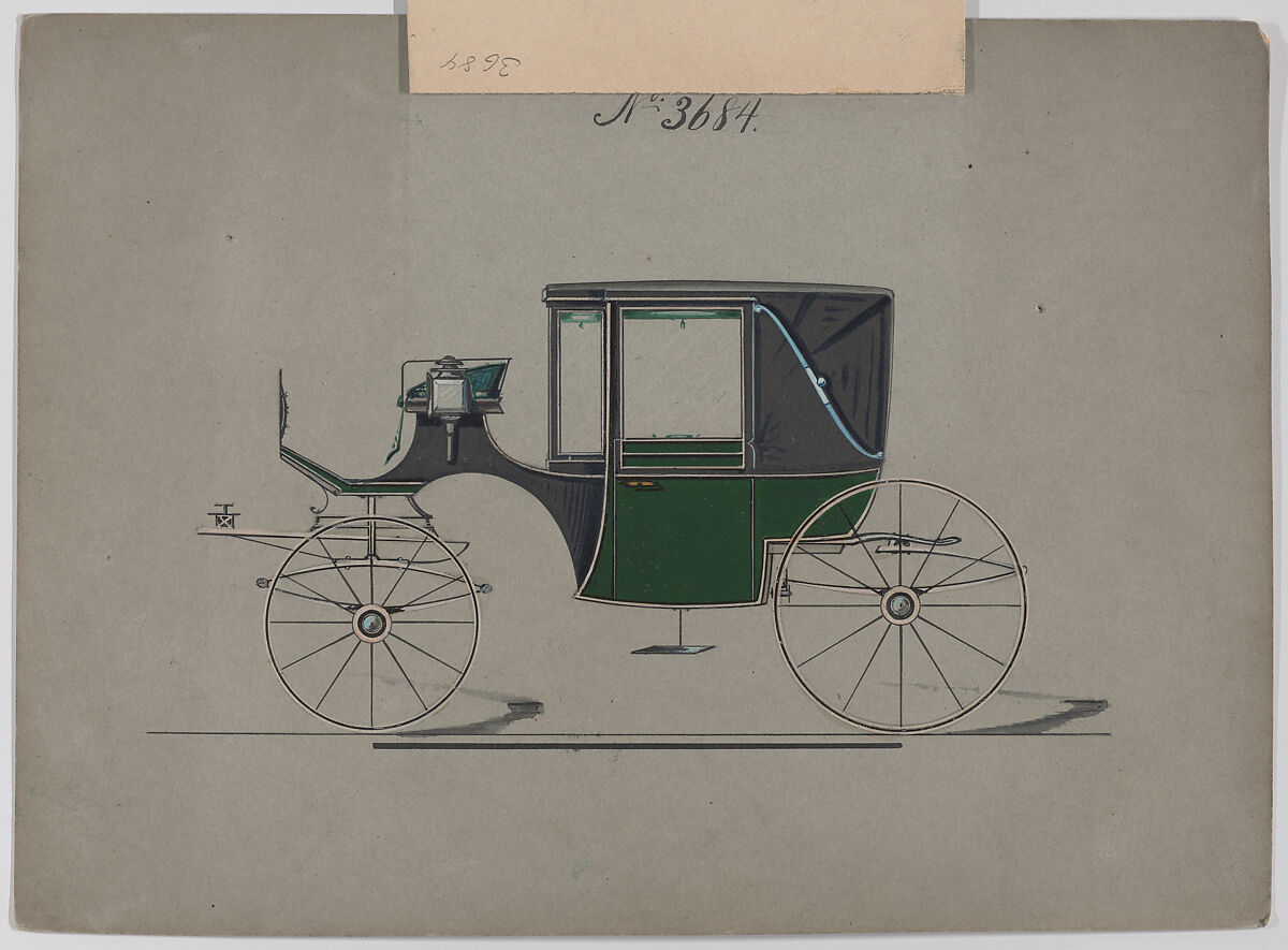 Landaulet #3684, Brewster &amp; Co. (American, New York), Pen and black ink, watercolor and gouache with gum arabic