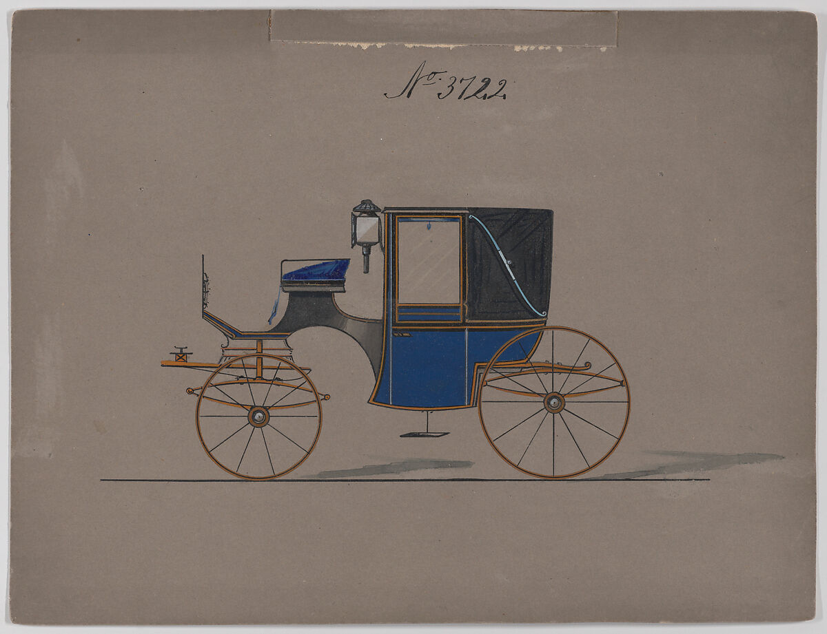 Landaulet #3722, Brewster &amp; Co. (American, New York), Pen and black ink, watercolor and gouache with gum arabic