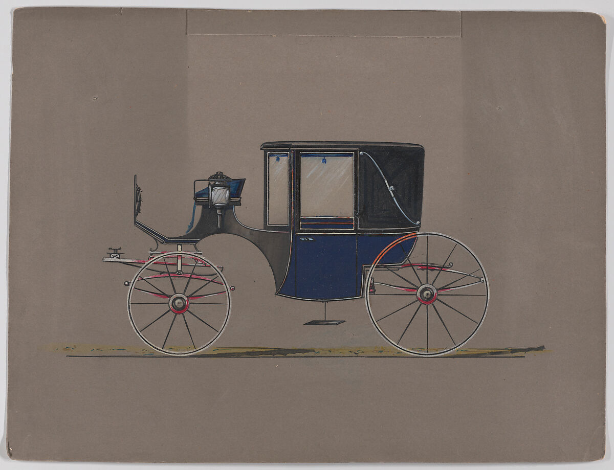 Landaulet #3730, Brewster &amp; Co. (American, New York), Pen and black ink, watercolor and gouache with gum arabic