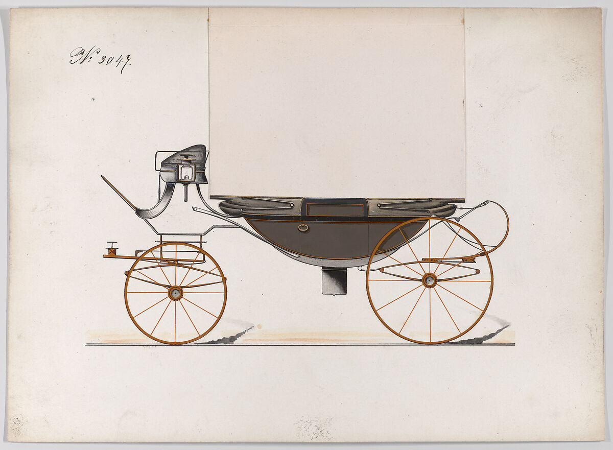 Design for Landau, No. 3047, Brewster &amp; Co. (American, New York), Watercolor and ink 