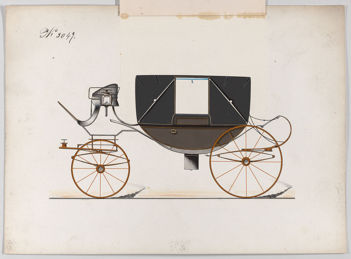 Design for Landau, No. 3047, Brewster &amp; Co. (American, New York), Watercolor and ink