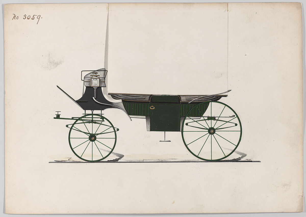 Design for Landau, No. 3059, Brewster &amp; Co. (American, New York), Watercolor and ink 