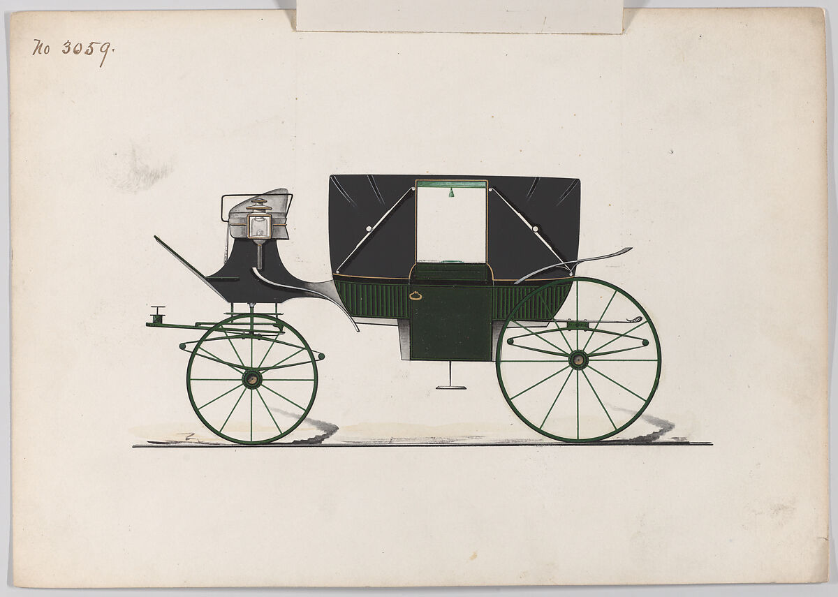 Design for Landau, No. 3059, Brewster &amp; Co. (American, New York), Watercolor and ink