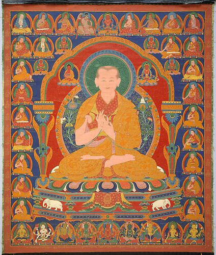 Portrait of Munchen Sangye Rinchen, the Eighth Abbot of Ngor Monastery ...