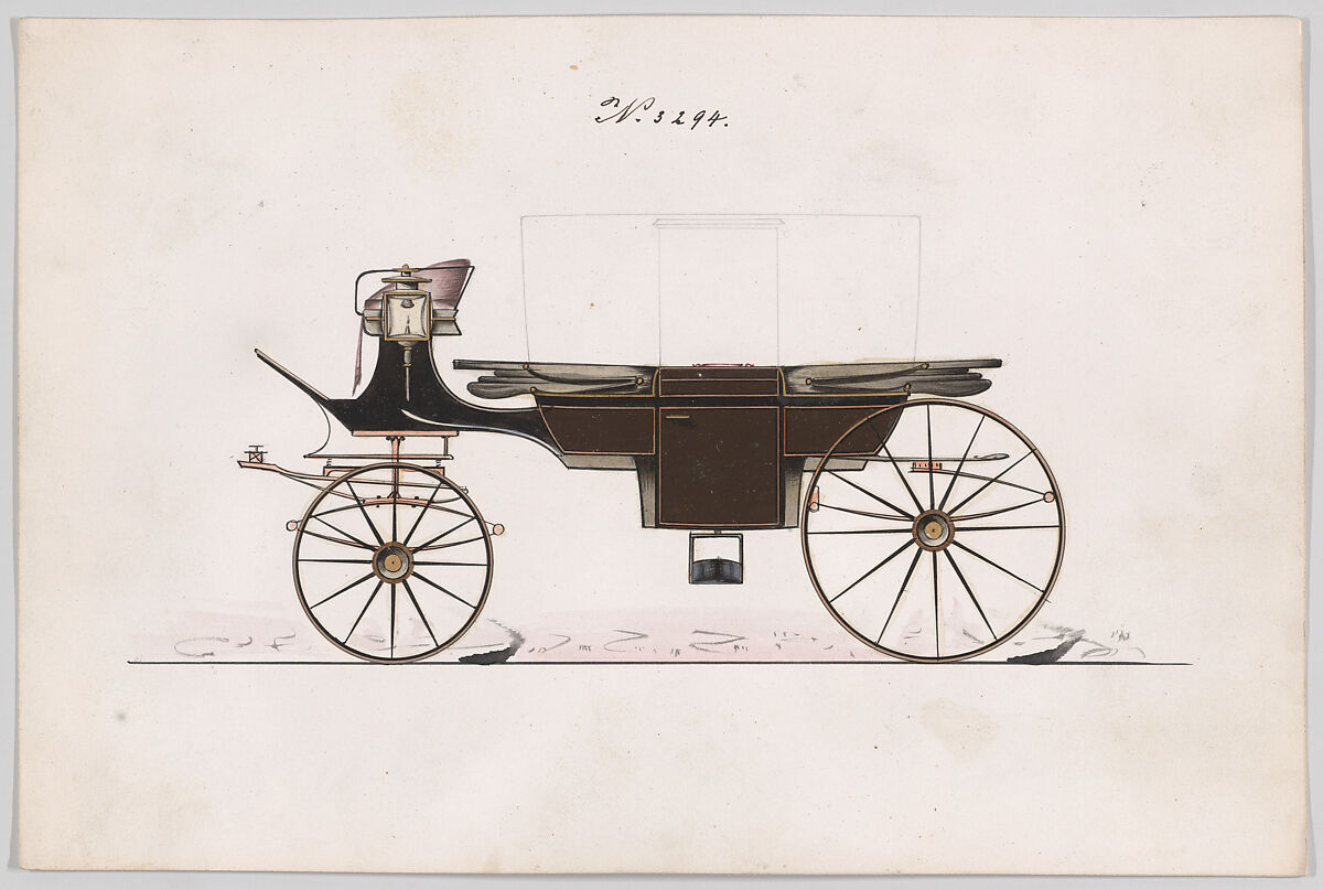 Landau #3294, Brewster &amp; Co. (American, New York), Graphite, black ink, watercolor and gouache with gum arabic and metallic ink 