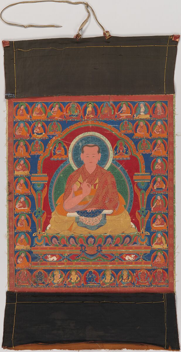 Portrait of Munchen Sangye Rinchen, the Eighth Abbot of Ngor Monastery, Distemper and gold on cloth, Tibet 