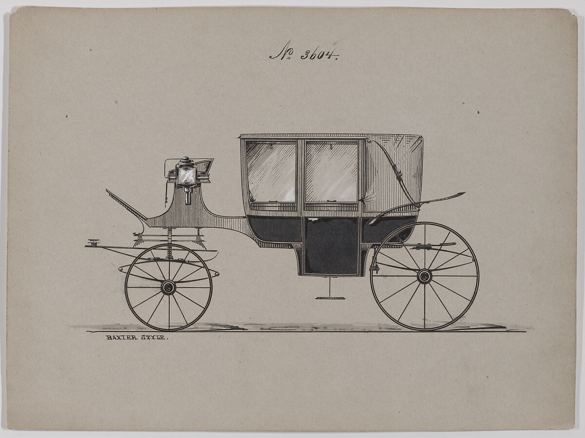 Design for Landau, No. 3604, Brewster &amp; Co. (American, New York), Pen and black ink with gum arabic 