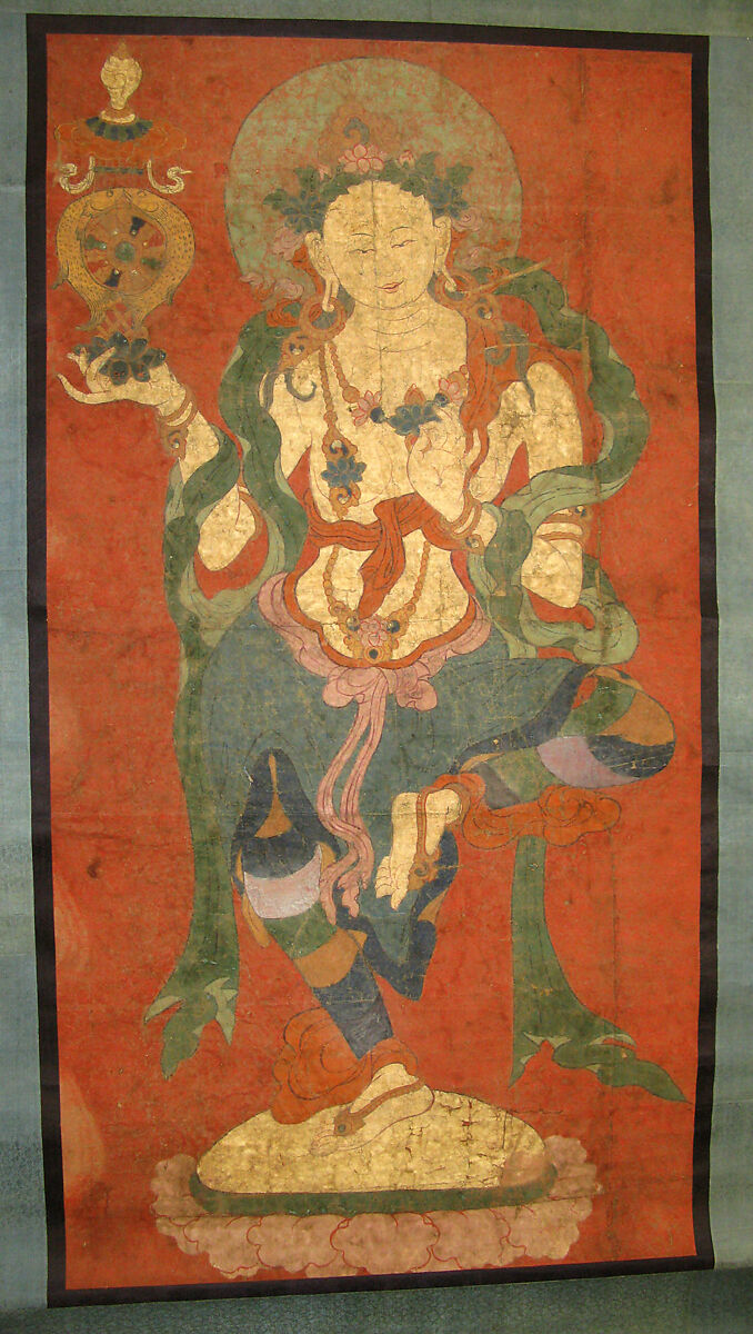 Buddhist Attendant, Possibly a Dakini, Color on paper, Eastern Tibet 