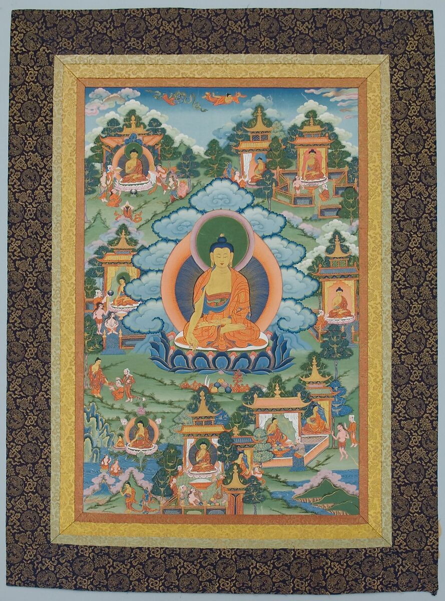 Tangka with Buddha, Distemper on cloth, Tibet 