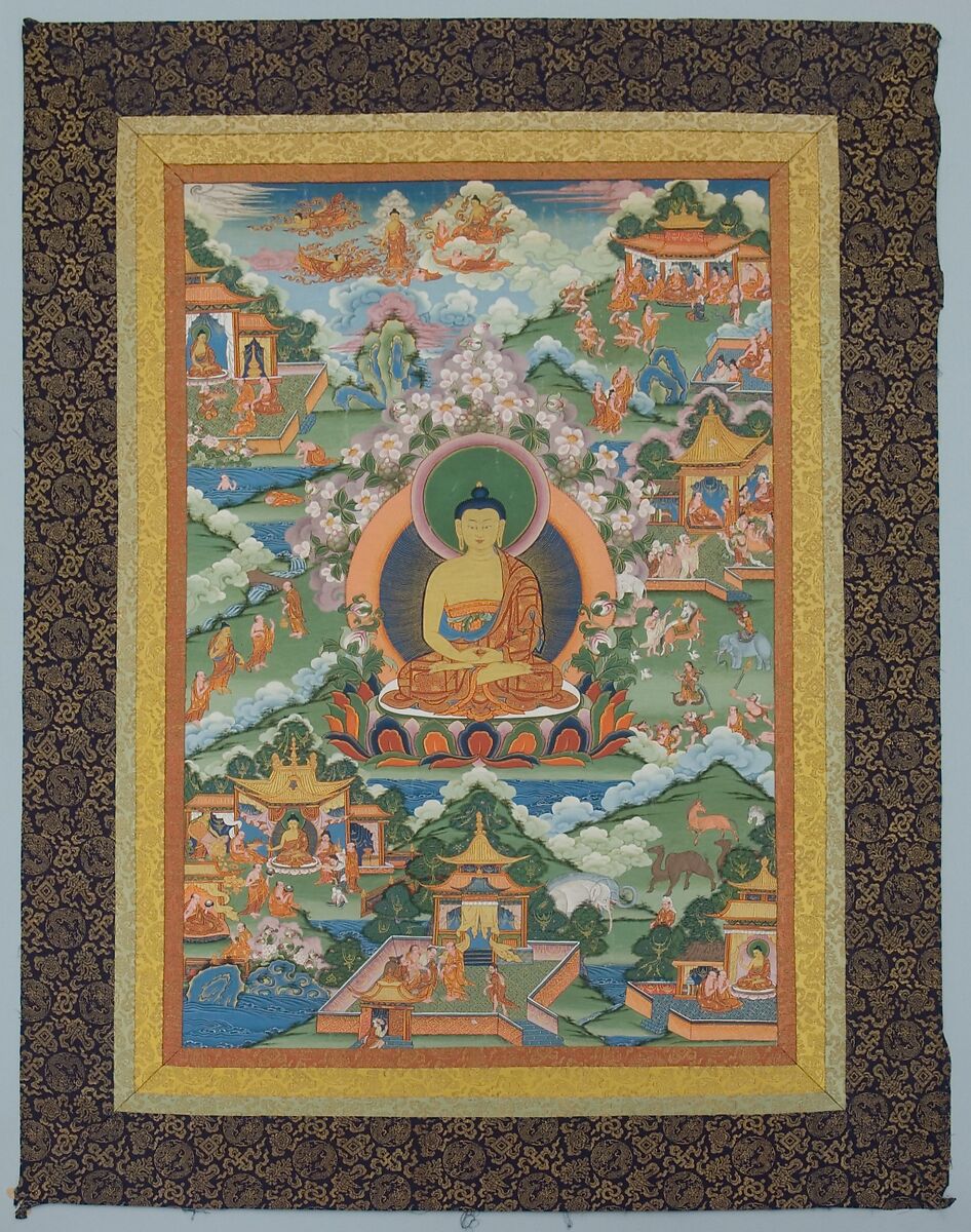 Tangka with Buddha, Distemper on cloth, Tibet 