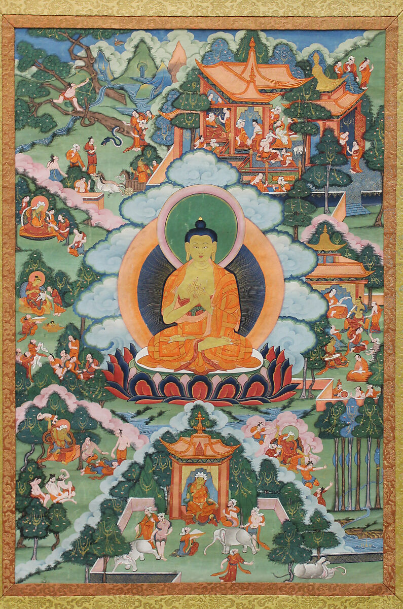 Tangka with Buddha, Distemper on cloth, Tibet 