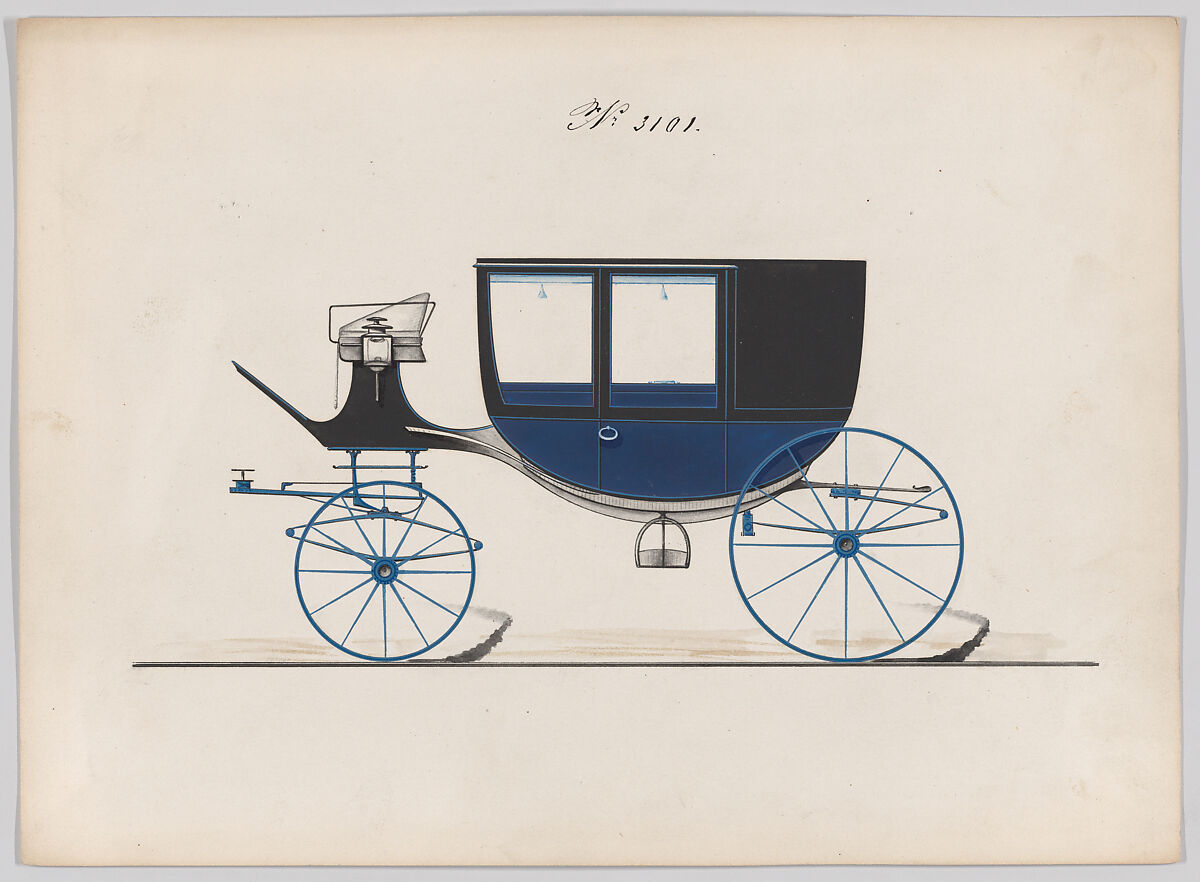 Coach #3101, Brewster &amp; Co. (American, New York), Pen and black in, watercolor and gouache