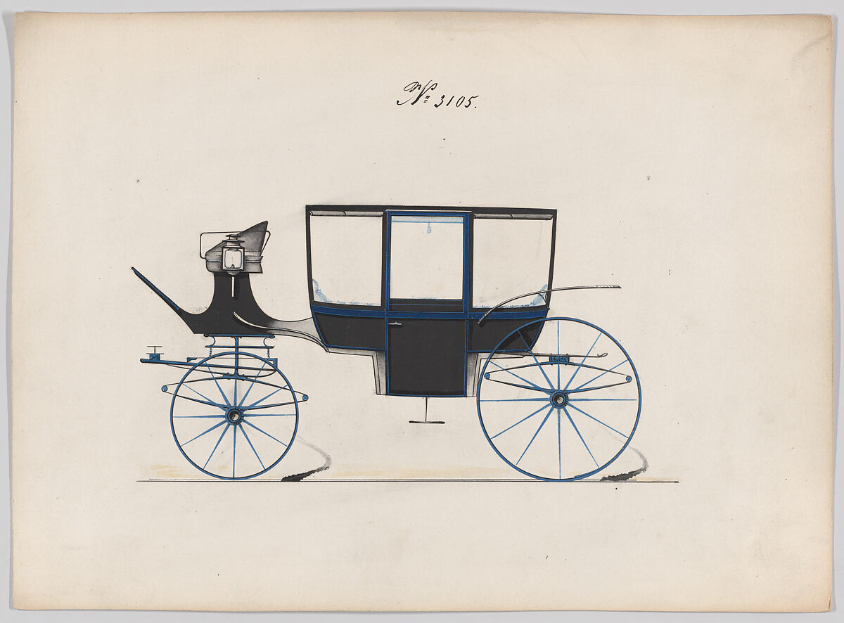 Coach #3105, Brewster &amp; Co. (American, New York), Pen and black ink, watercolor and gouache with gum arabic 