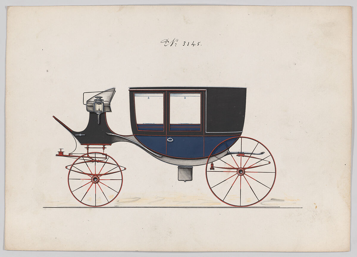 Coach #3145, Brewster &amp; Co. (American, New York), Pen and black ink, watercolor and gouache with gum arabic 