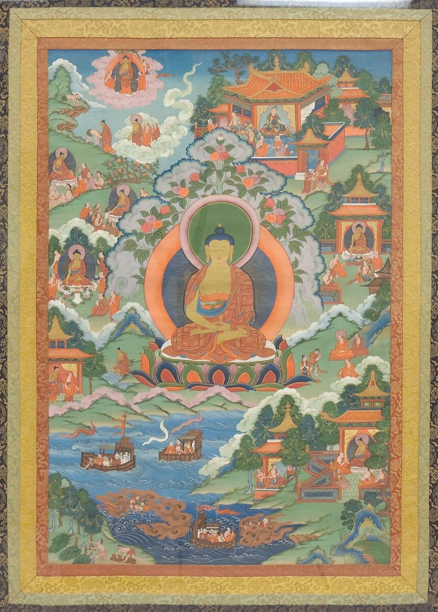 Thanka with Buddha, Distemper on cloth, Tibet