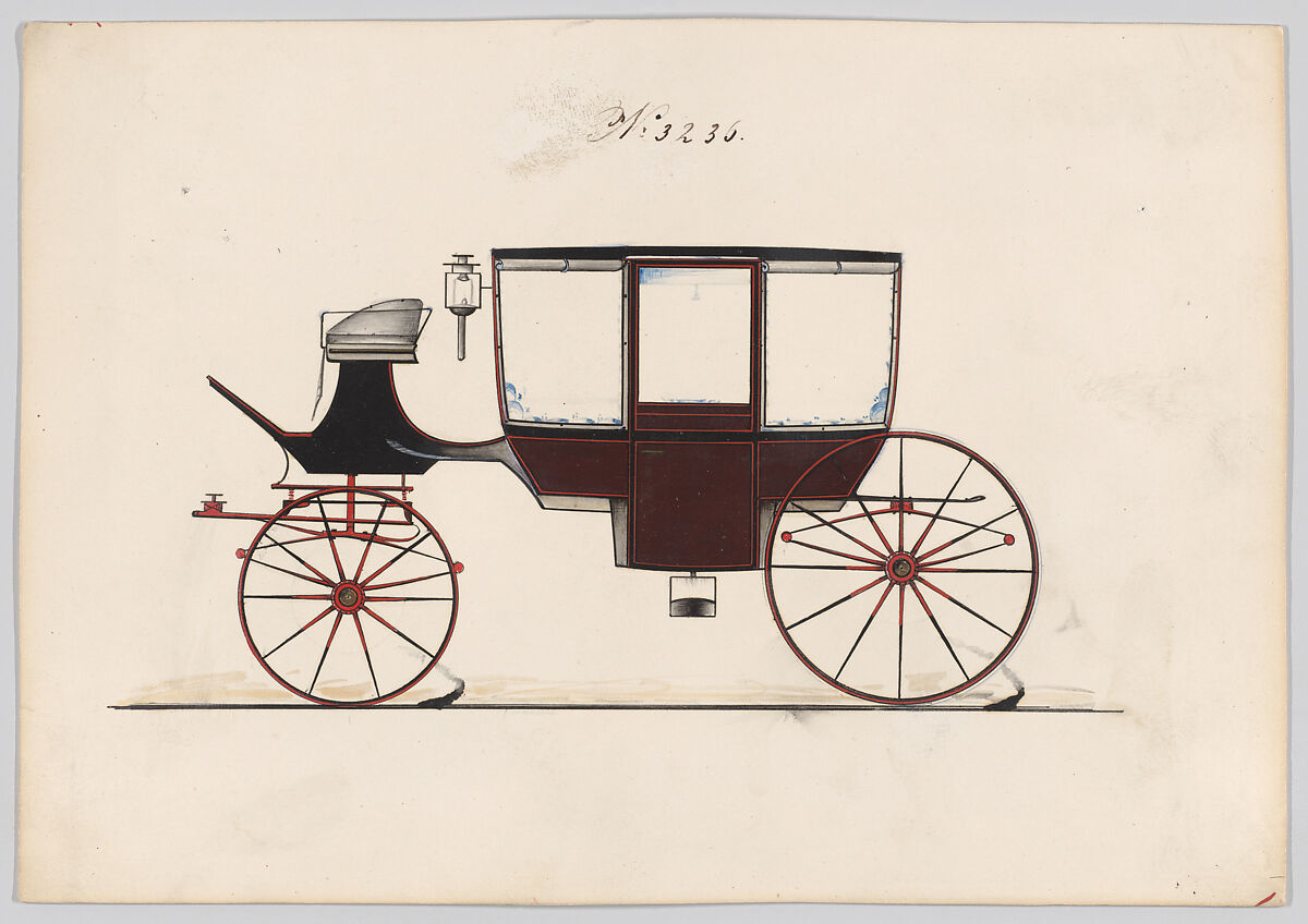 Coach #3236, Brewster &amp; Co. (American, New York), Pen and black ink, watercolor and gouache with gum Arabic 