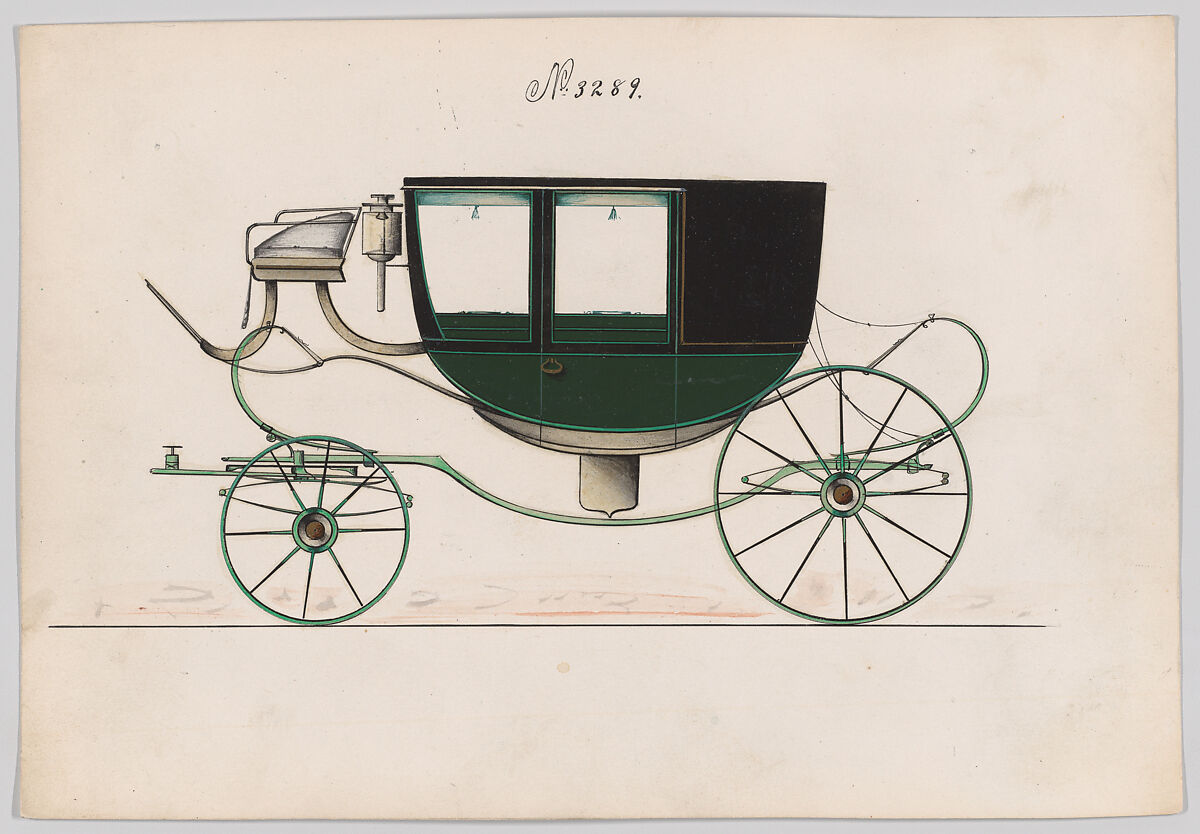 Coach #3289, Brewster &amp; Co. (American, New York), Pen and black ink, watercolor and gouache with gum arabic 