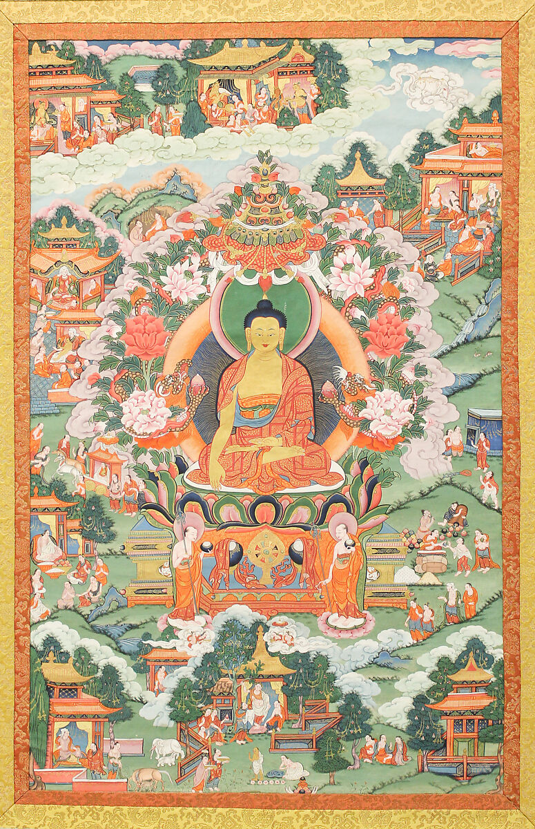 Thanka with Buddha, Distemper on cloth, Tibet 