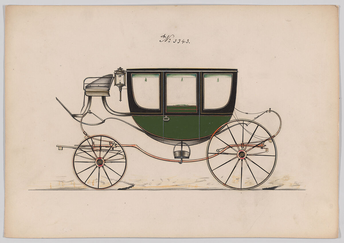 Coach #3343, Brewster &amp; Co. (American, New York), Pen and black ink, watercolor and gouache with gum arabic 