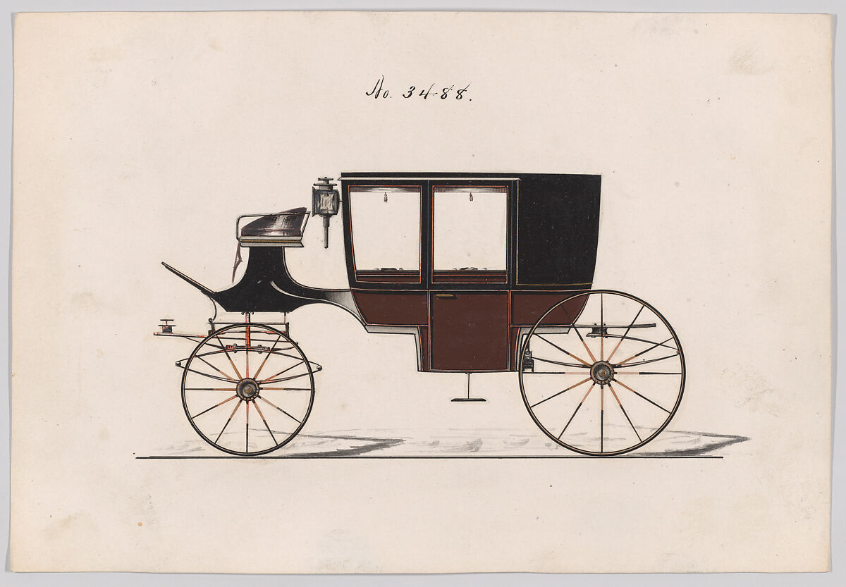 Coach #3488, Brewster &amp; Co. (American, New York), Pen and black ink, watercolor and gouache with gum arabic 