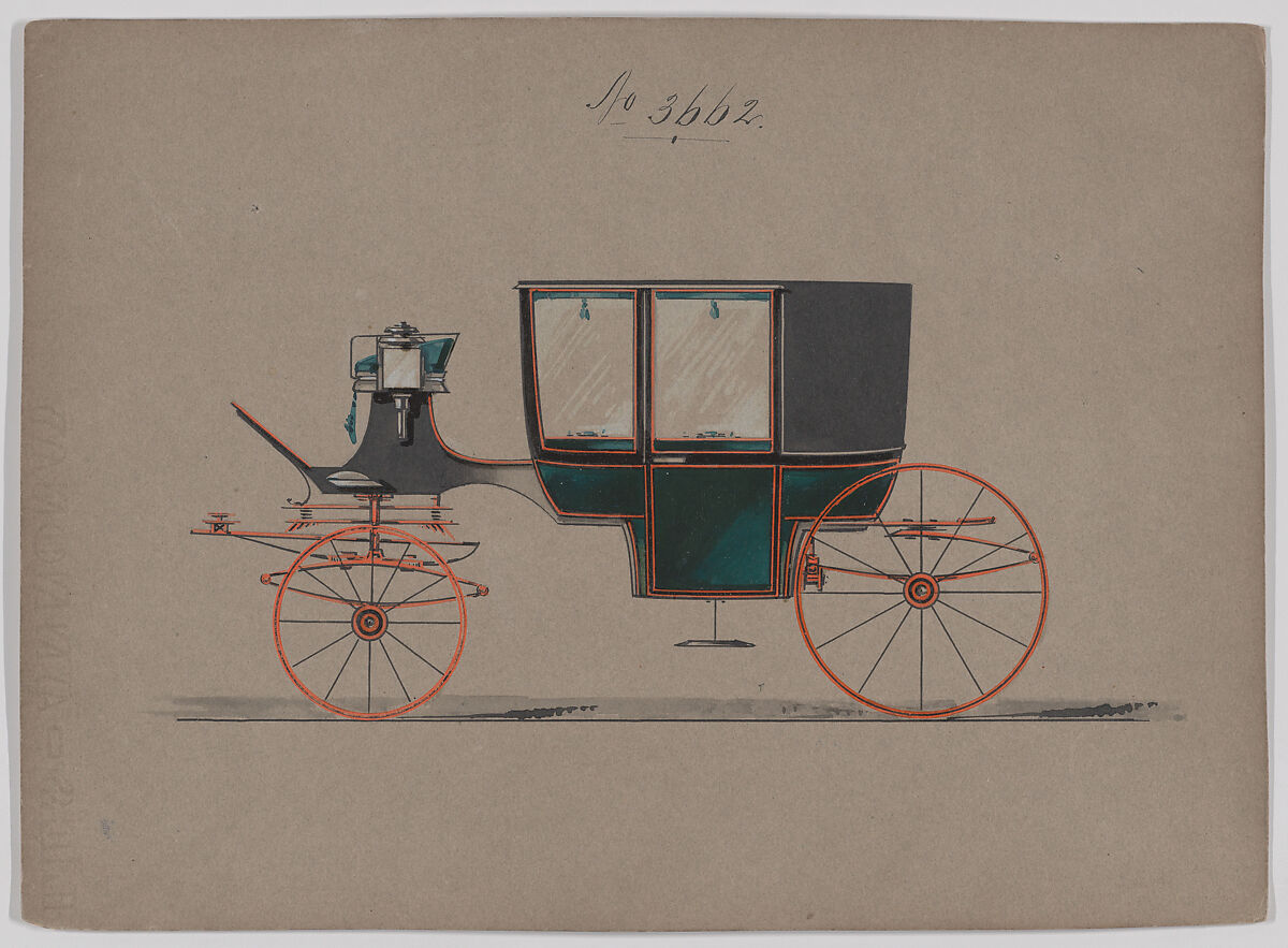 Coach #3662, Brewster &amp; Co. (American, New York), Pen and black ink, watercolor and gouache with gum arabic 