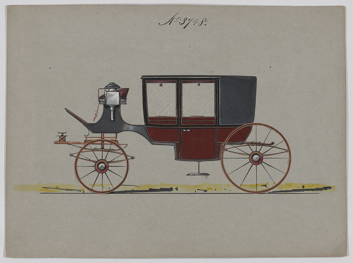 Coach #3748, Brewster &amp; Co. (American, New York), Pen and black ink, watercolor and gouache with gum arabic 