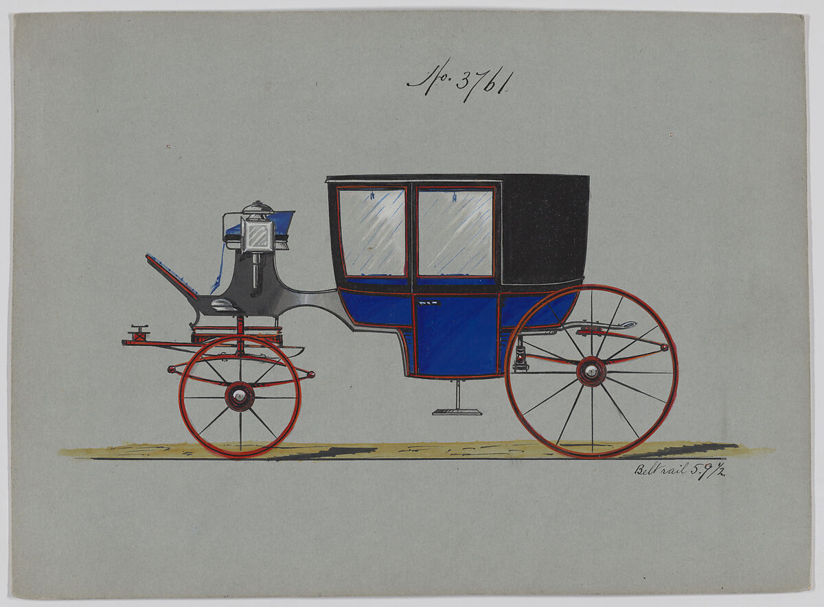 Coach #3761, Brewster &amp; Co. (American, New York), Pen and black ink, watercolor and gouache with gum arabic 