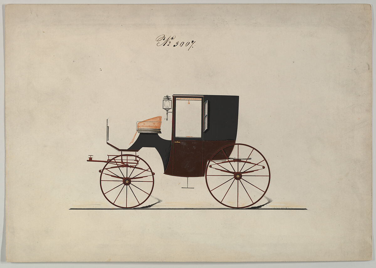 Brougham #3007, Brewster &amp; Co. (American, New York), Pen and black ink, watercolor and gouache with gum arabic and metallic ink 