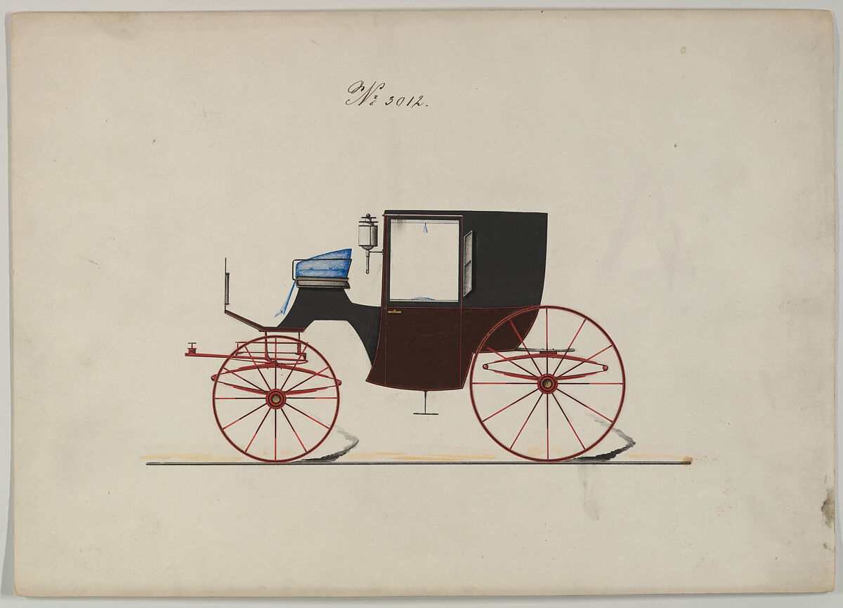 Brougham #3012, Brewster &amp; Co. (American, New York), Pen and black ink, watercolor and gouache with gum arabic 