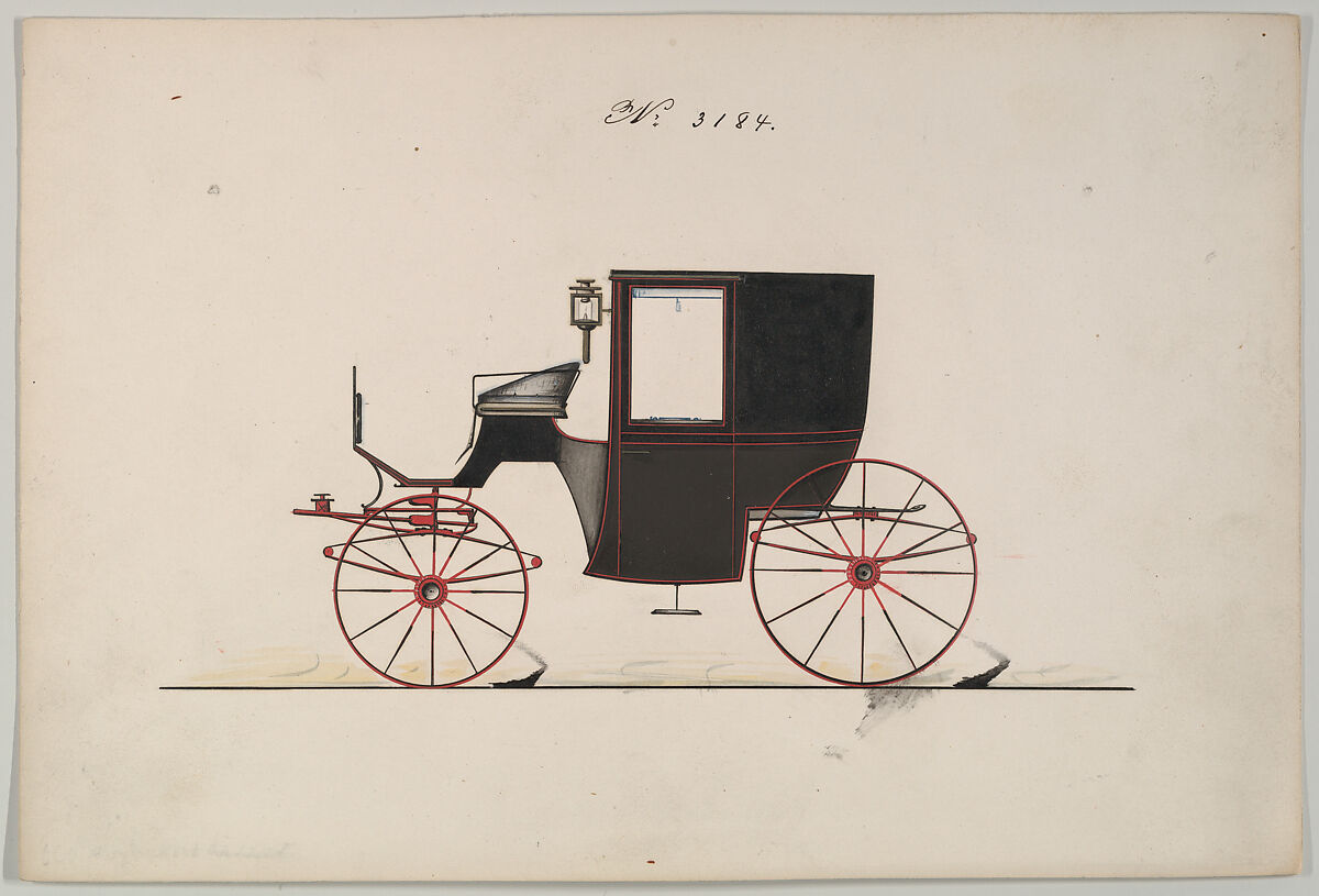 Brougham #3184, Brewster &amp; Co. (American, New York), Pen and black ink, watercolor and gouache 