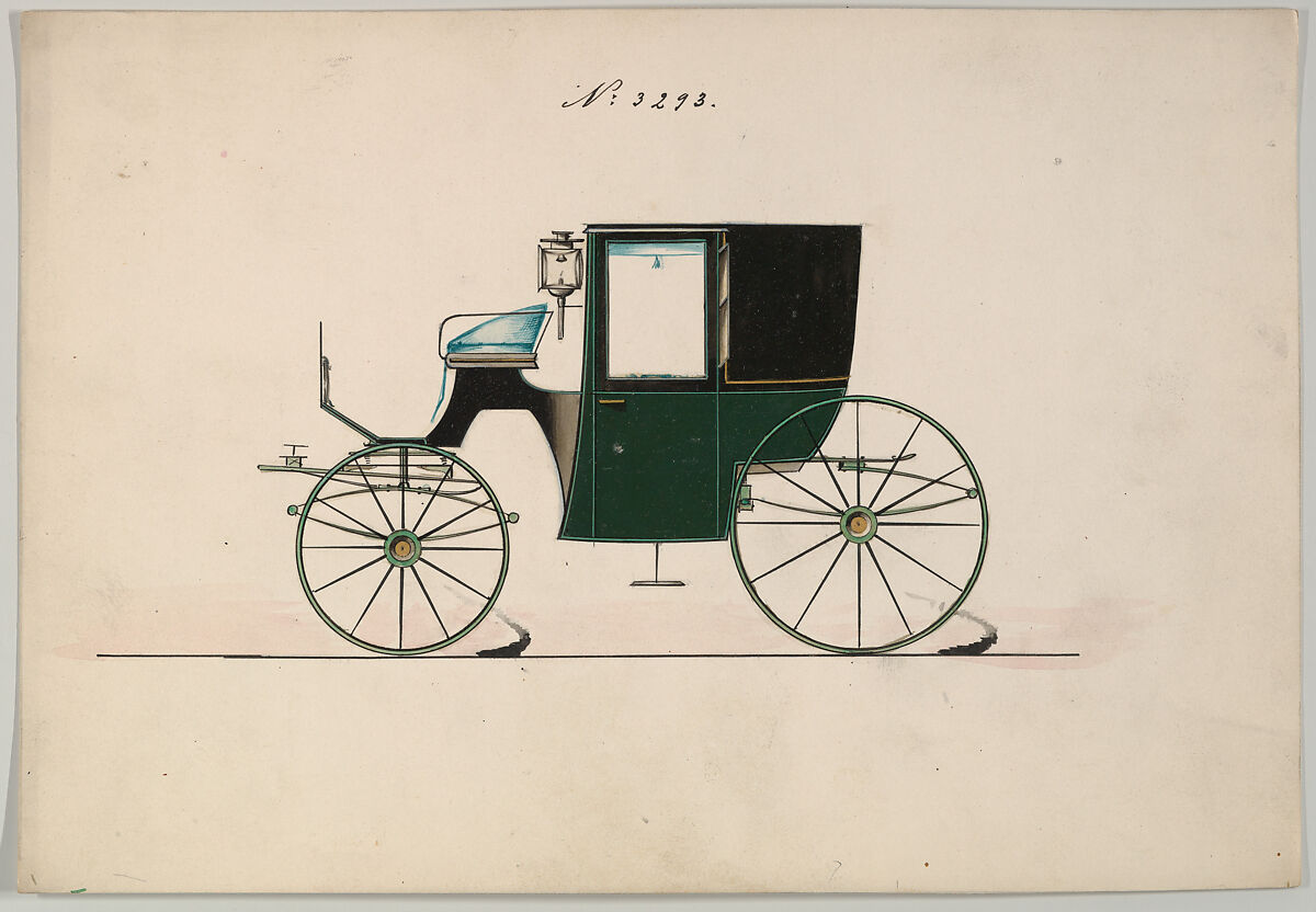 Brougham #3293, Brewster &amp; Co. (American, New York), Pen and black ink, watercolor and gouache. 