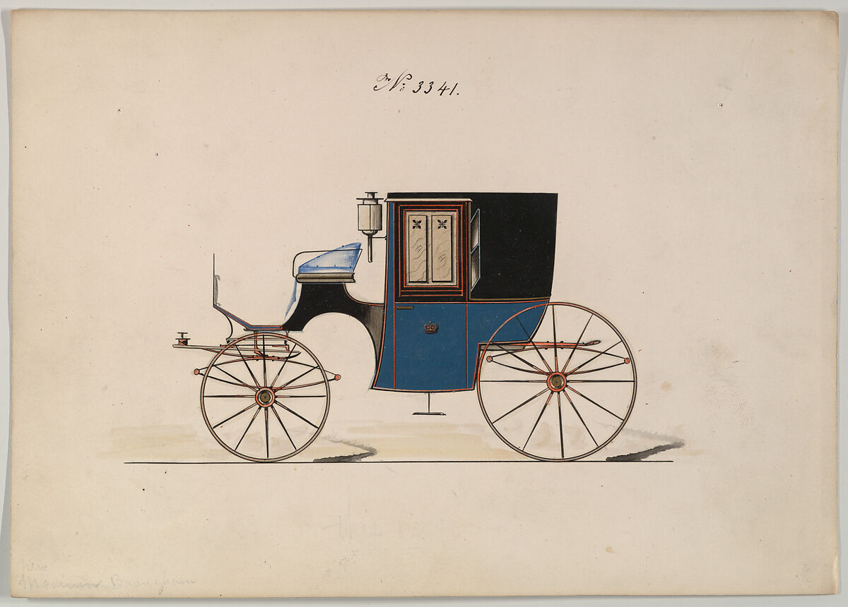 Brougham #3341, Brewster &amp; Co. (American, New York), Pen and black ink, watercolor and gouache with gum arabic 