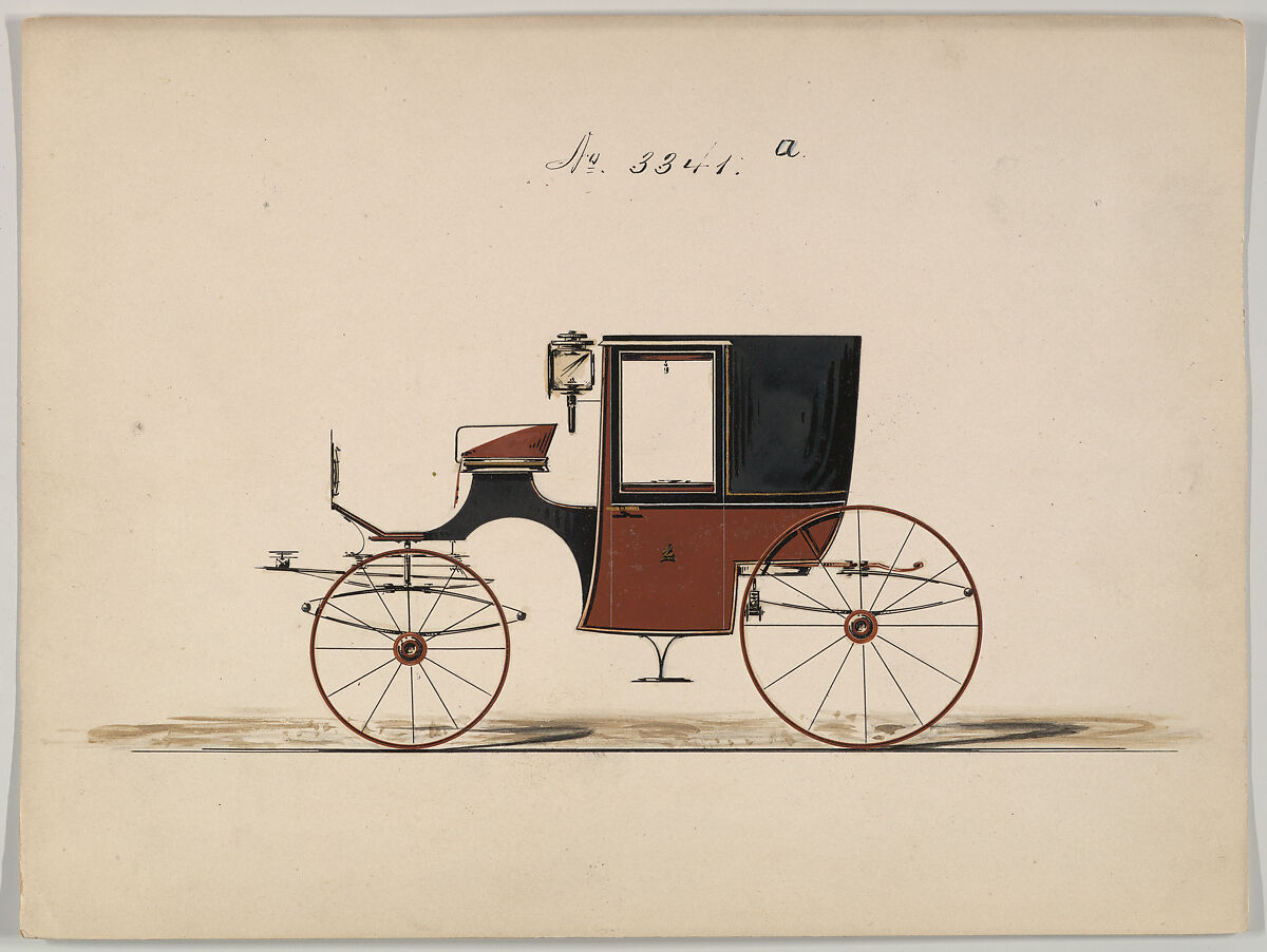 Design for Brougham, no. 3341a, Brewster &amp; Co. (American, New York), Watercolor and ink 