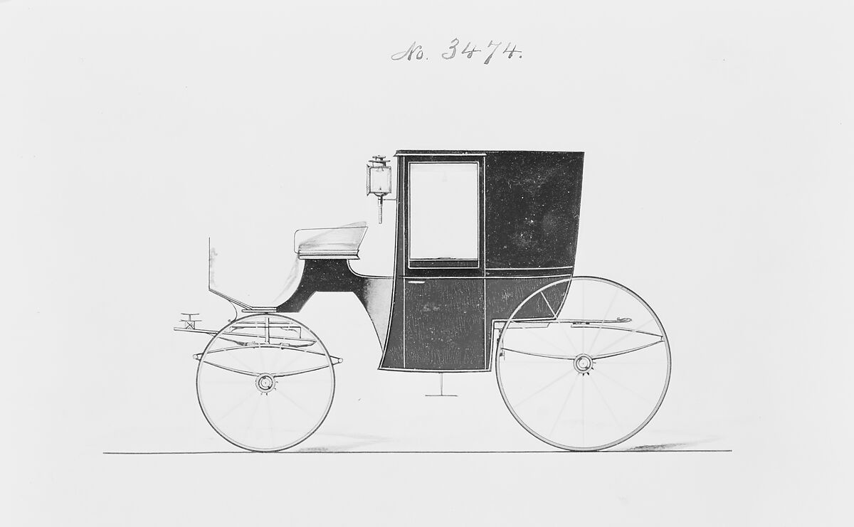 Brougham #3474, Brewster &amp; Co. (American, New York), Pen and black ink, watercolor and gouache with gum arabic