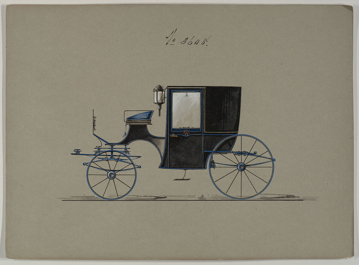 Brougham #3608, Brewster &amp; Co. (American, New York), pen and black ink, watercolor and gouache with gum arabic and metallic ink 