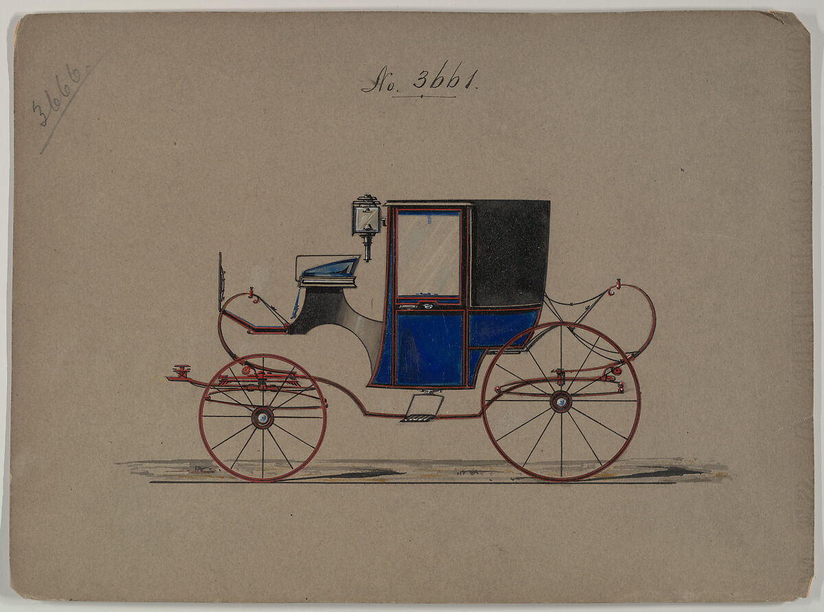 Design for Brougham, no. 3661, Brewster &amp; Co. (American, New York), Watercolor and ink 