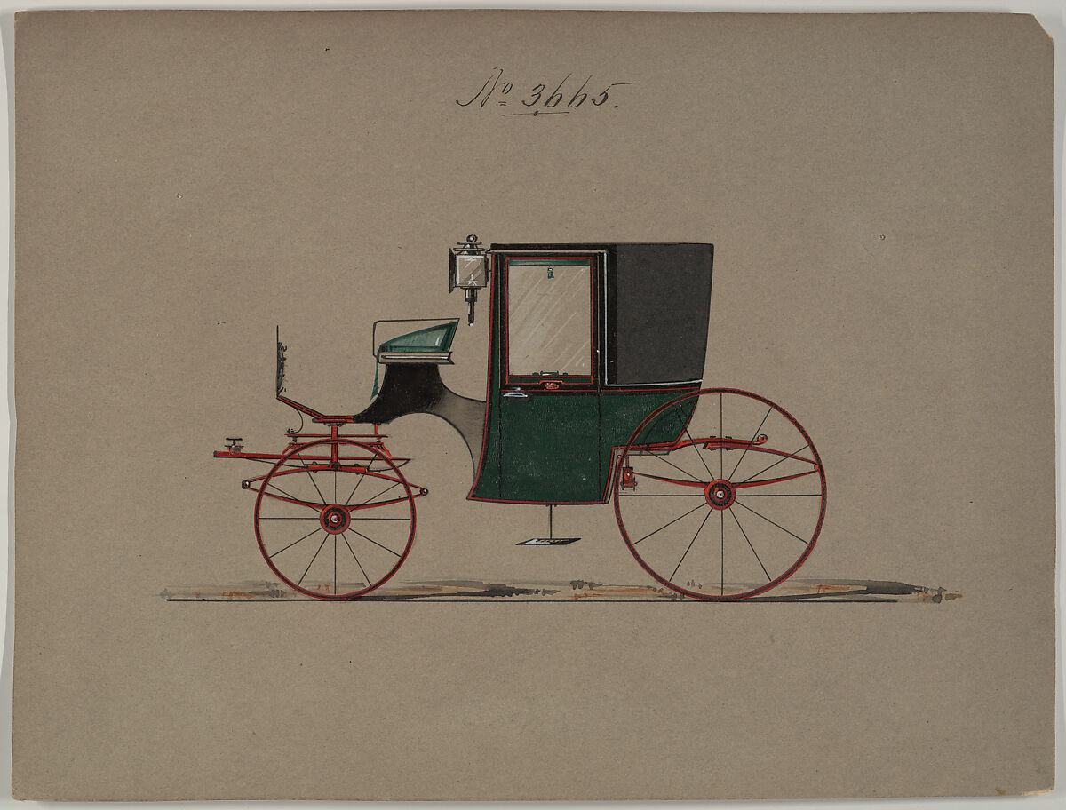 Brougham #3665, Brewster &amp; Co. (American, New York), Pen and black ink, watercolor and gouache with gum arabic 
