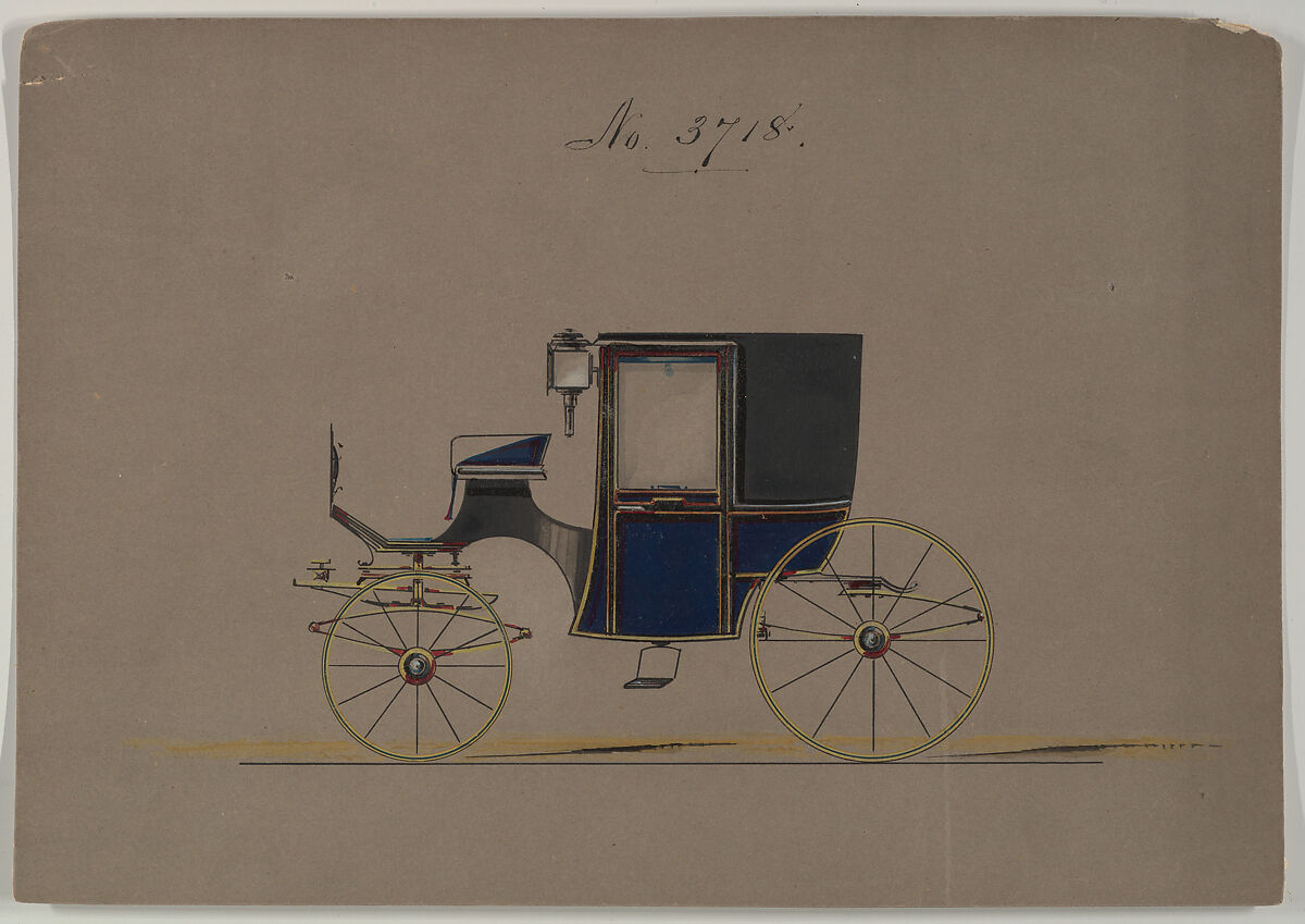 Brougham #3718, Brewster &amp; Co. (American, New York), Pen and black ink, watercolor and gouache with gum arabic 