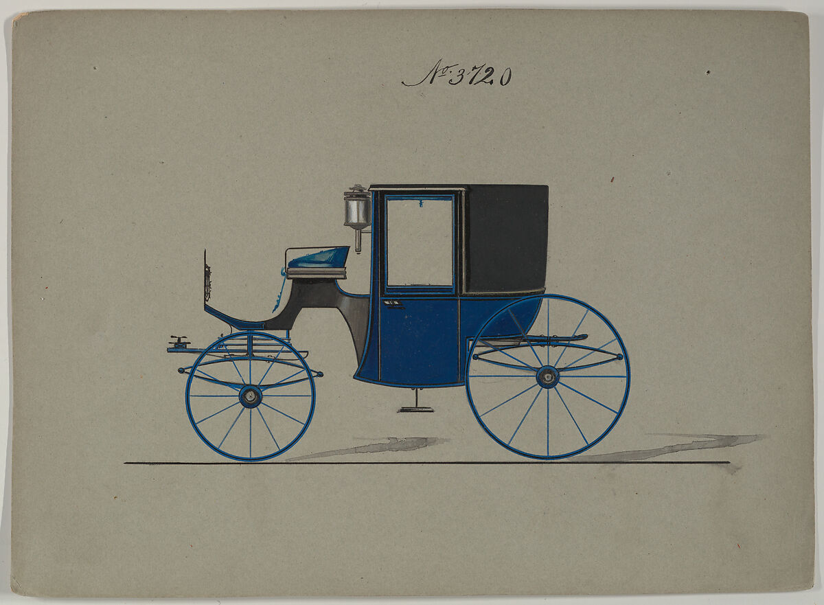 Design for Brougham, no. 3720, Brewster &amp; Co. (American, New York), Pen and black ink, watercolor and gouache, with gum arabic 