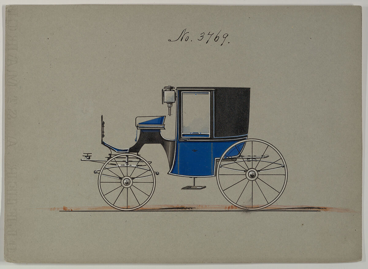 Design for Brougham, no. 3769, Brewster &amp; Co. (American, New York), Pen and black ink, watercolor and gouache with gum arabic 