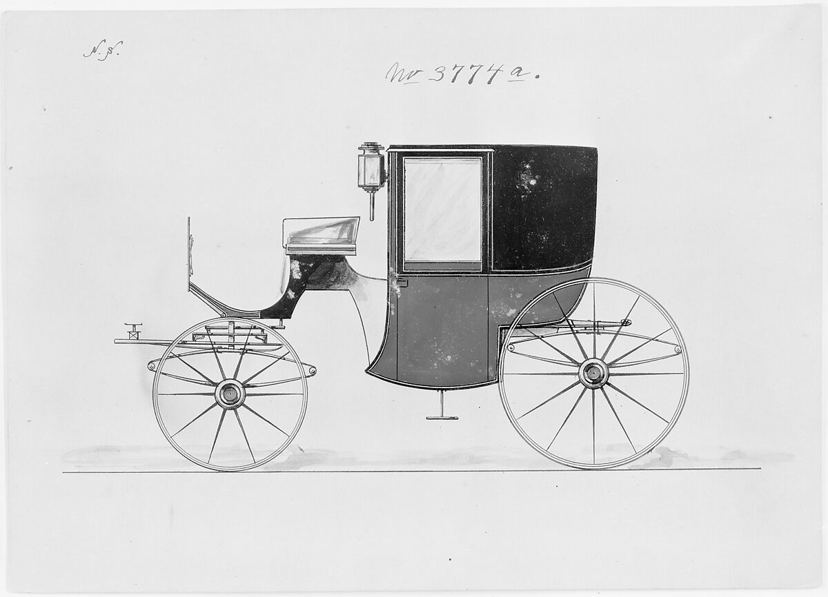 Brougham #3774a, Brewster &amp; Co. (American, New York), Pen and black ink, watercolor and gouache with gum arabic