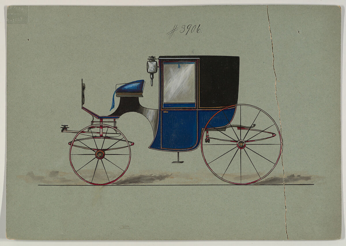 Brougham #3906, Brewster &amp; Co. (American, New York), Pen and black ink and watercolor and gouache and gum arabic 
